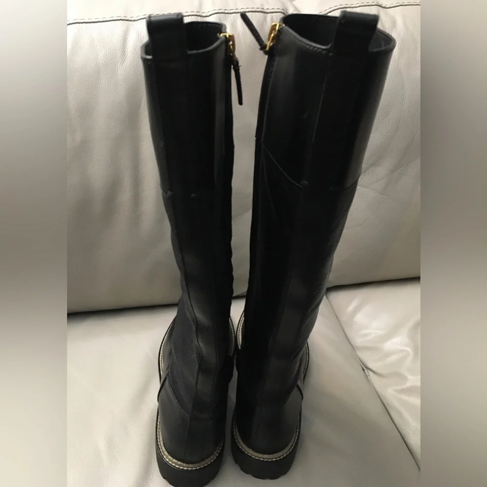 Tory Burch Miller Tall Lug-Sole Boots Sz7.5